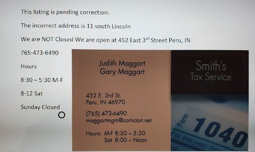 Tax preparation service Peru – Smith Tax Services & Accounting