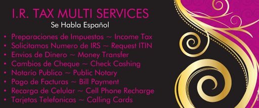 Tax preparation service Wendover – IR Tax Multi Services LLC