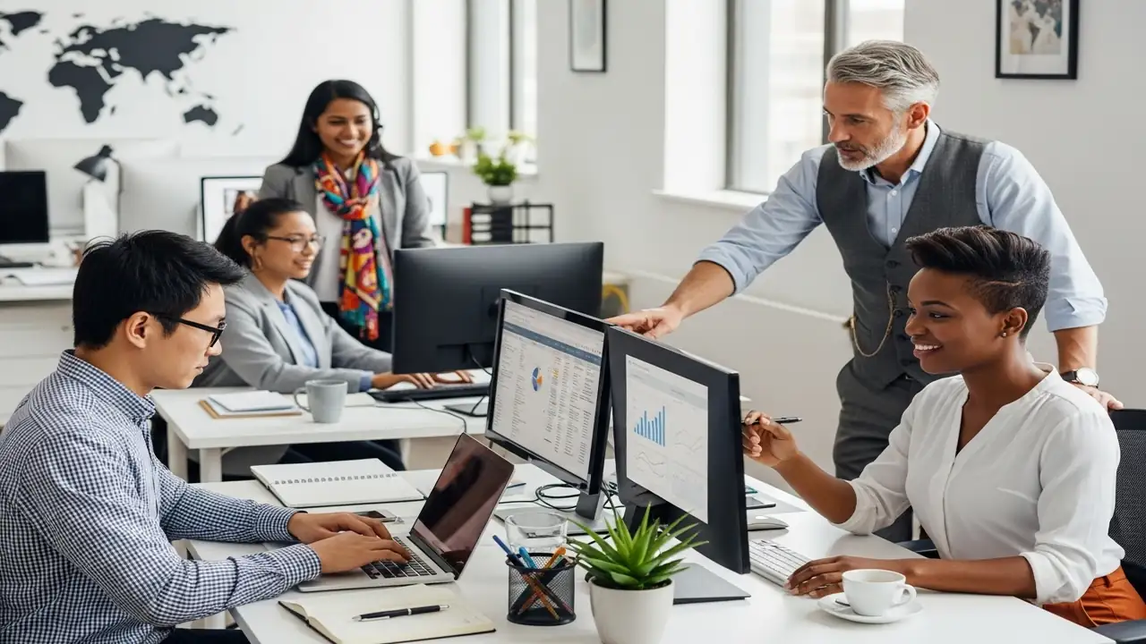 Small business owner reviewing bookkeeping reports with CPA