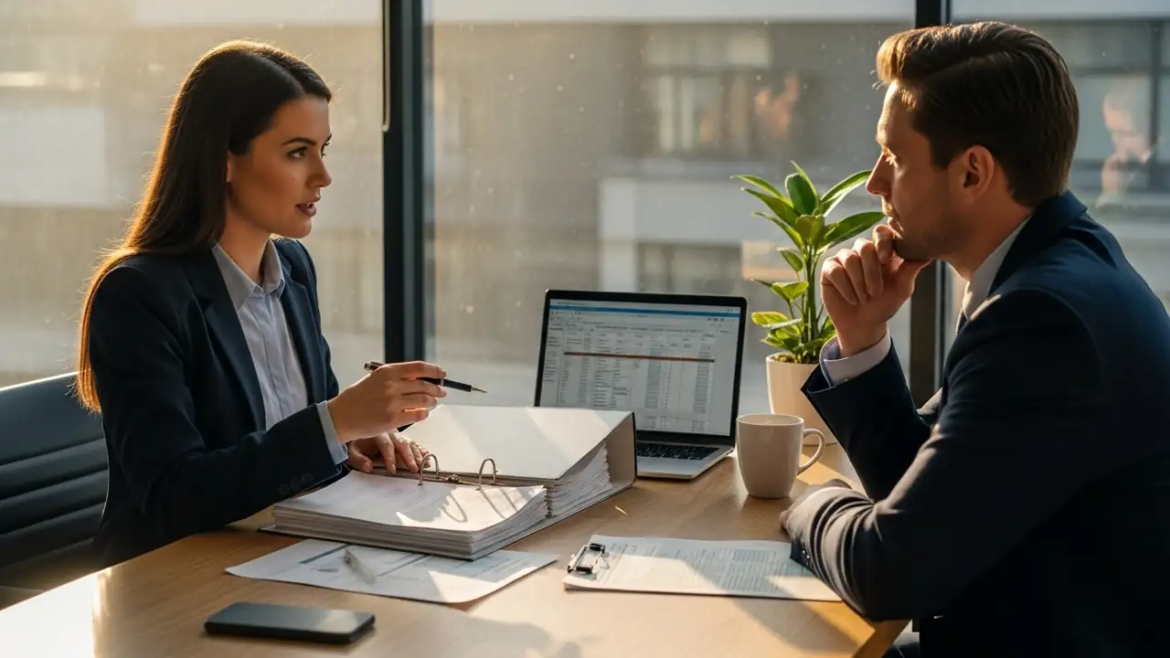 CPA reviewing documentation with client during tax season