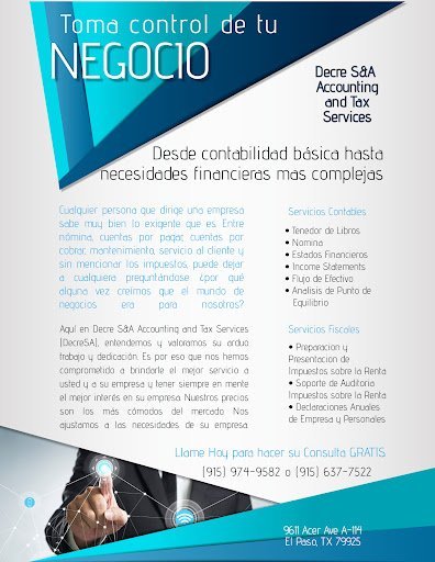 Bookkeeping Service El Paso – Decre S&A Accounting and Tax Services