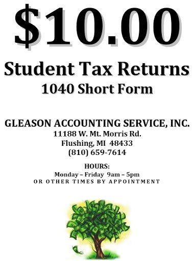 Bookkeeping Service Flushing Township – Gleason Accounting Service  Inc
